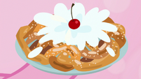 Cherry splashes on funnel cake icing S7E2