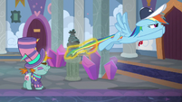 Rainbow trying to fly away from Snips S9E15