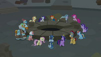 Mane Six and Pillars feeling the earth shake S7E26