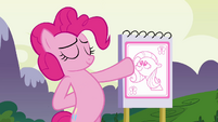 Pinkie Pie showing a drawing of Fluttershy S3E03