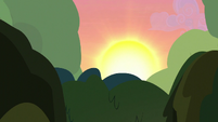 Sun setting on the Everfree Forest S8E13