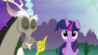 Discord smug and Twilight unamused S4E02