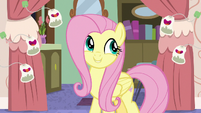Fluttershy smiling at the singing ginseng S7E12