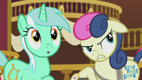 Lyra and Sweetie Drops hear the bugbear S5E9