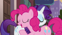 Pinkie Pie hugging Rarity S6E3