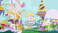 Ponies preparing for the Summer Sun Celebration S4E01