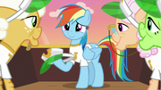 Rainbow Dash looking happy at grannies S8E5