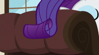 Rarity's mane hangs over the chaise lounge S7E19