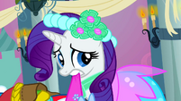 Rarity embarrassed while holding dress S2E26