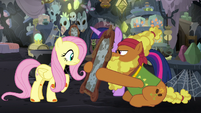 Cattail holding a mirror in front of Fluttershy S7E20