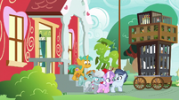 Foals leaving the Ponyville Schoolhouse S9E12