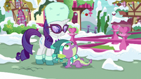 Rarity standing over Spike MLPBGE