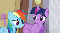 Twilight considering Rainbow Dash's words S8E16