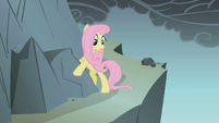 Fluttershy looks at the cliff S1E07