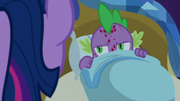 Spike looking annoyed at Twilight S8E11