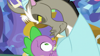 Spike surprised by Discord in his bed S5E7