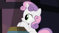 Sweetie Belle watching Fluttershy and Pinkie S8E12