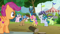 Thunderlane and foals looking at Scootaloo S7E21