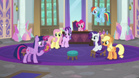 Mane Six and Starlight waiting for photographer S8E13