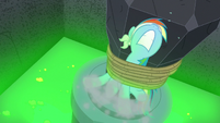 Rainbow Dash struggling against the ropes S7E18
