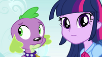 Twilight and Spike regard their new surroundings EG