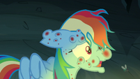 Rainbow Dash coughing up a Fly-der S7E16