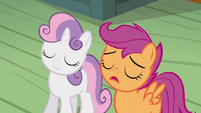 Scootaloo y Sweetie Belle están de acuerdo Un Descanso Agotador