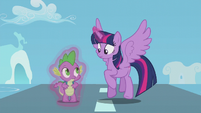 Twilight and Spike safely on the ground S5E25