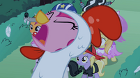 She stole Fluttershy's voice so she can't scream when she gobbles her up!