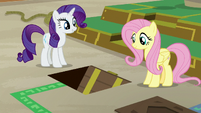 Rarity and Fluttershy see floor hatch open S7E2