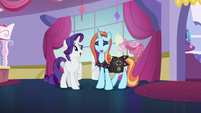 Rarity and Sassy Saddles laughing together S5E14