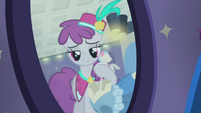 Silver Berry modeling dress in the mirror S8E4