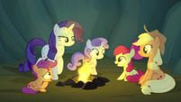The pony sisters sit around the campfire S7E16