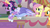 Twilight Sparkle hopping off her seat S9E26