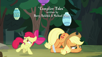 Apple Bloom dashing out of the Fly-der swarm S7E16