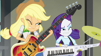 Applejack and Rarity squinting EG2