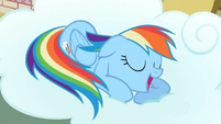 Rainbow Dash sleeping on a cloud S2E6