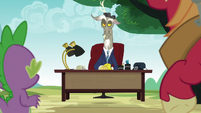 Discord returns in a toupee and behind a desk S6E17