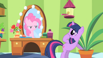 Pinkie Pie observes Twilight from the mirror S1E20