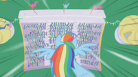 Rainbow Dash flying toward the crowd S1E03