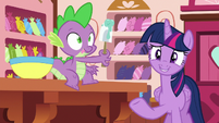 Spike about to lick blue frosting S6E22