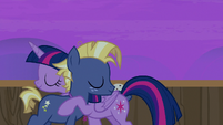 Star Tracker hugging Twilight Sparkle back S7E22