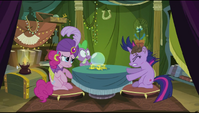 ...a flowerpot falls on Twilight's head.