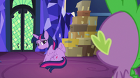 Twilight smiling back at Spike S9E26