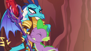 Ember blushing and patting Spike's head S6E5.png
