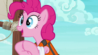 Pinkie Pie looking toward Applejack S6E22