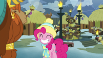 Pinkie grinning happily at Rutherford MLPBGE