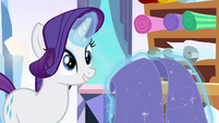 Rarity helps out, during the song.