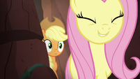 Fluttershy and AJ walk through shortcut S8E23