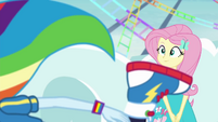 Fluttershy watches Rainbow fall over EGROF